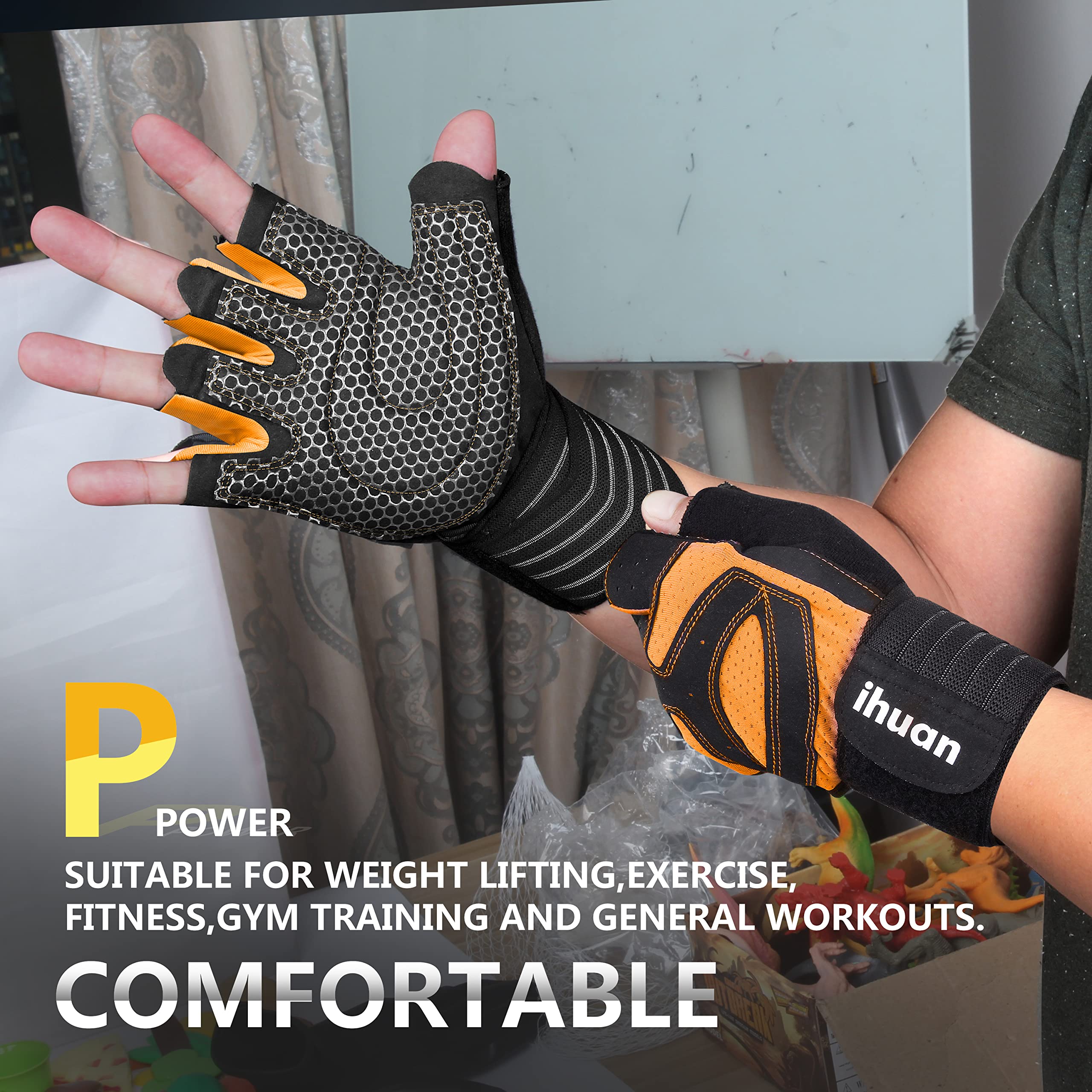 Weight Lifting Gloves with Wrist Wrap Support – Gym Gloves for Men & Women