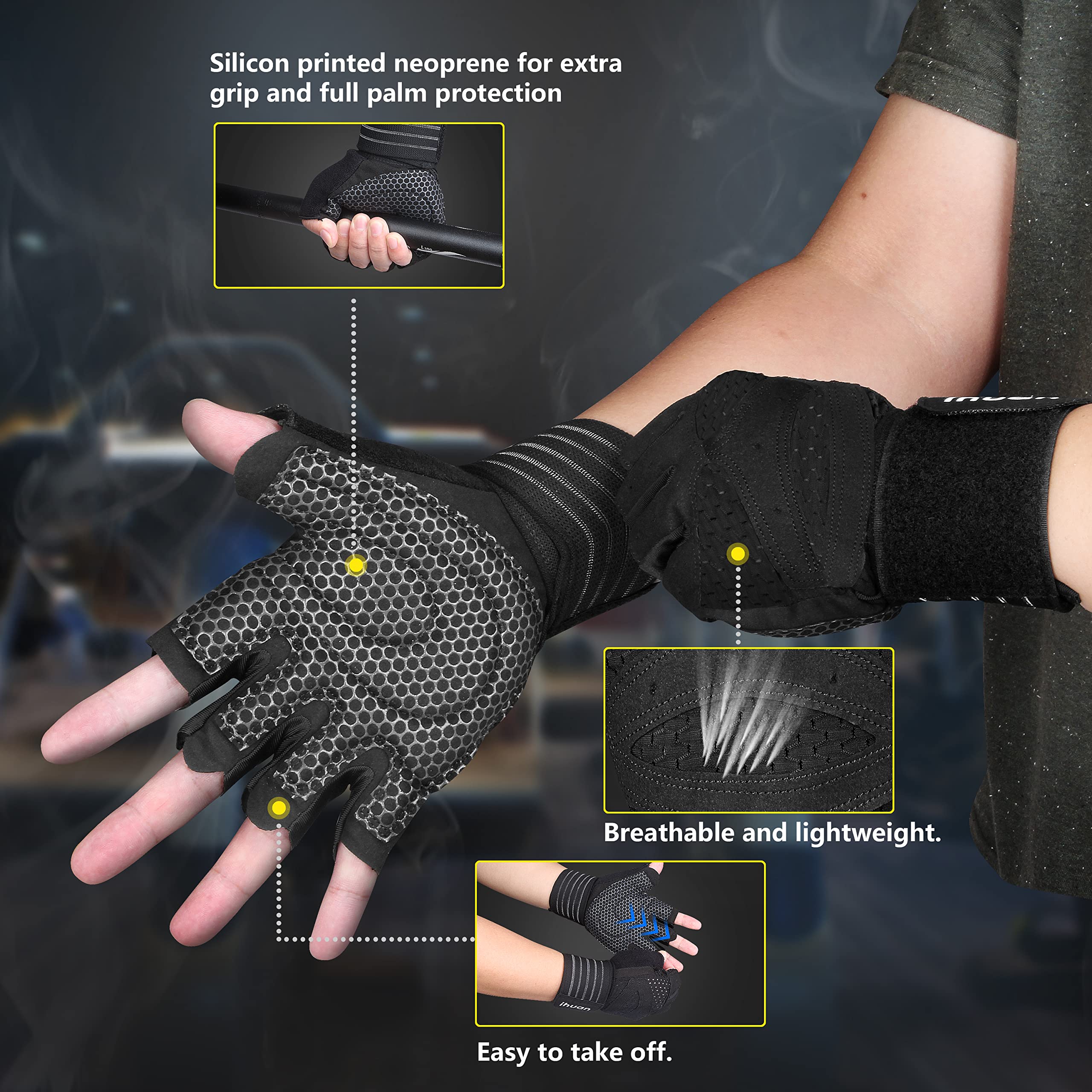 Weight Lifting Gloves with Wrist Wrap Support – Gym Gloves for Men & Women