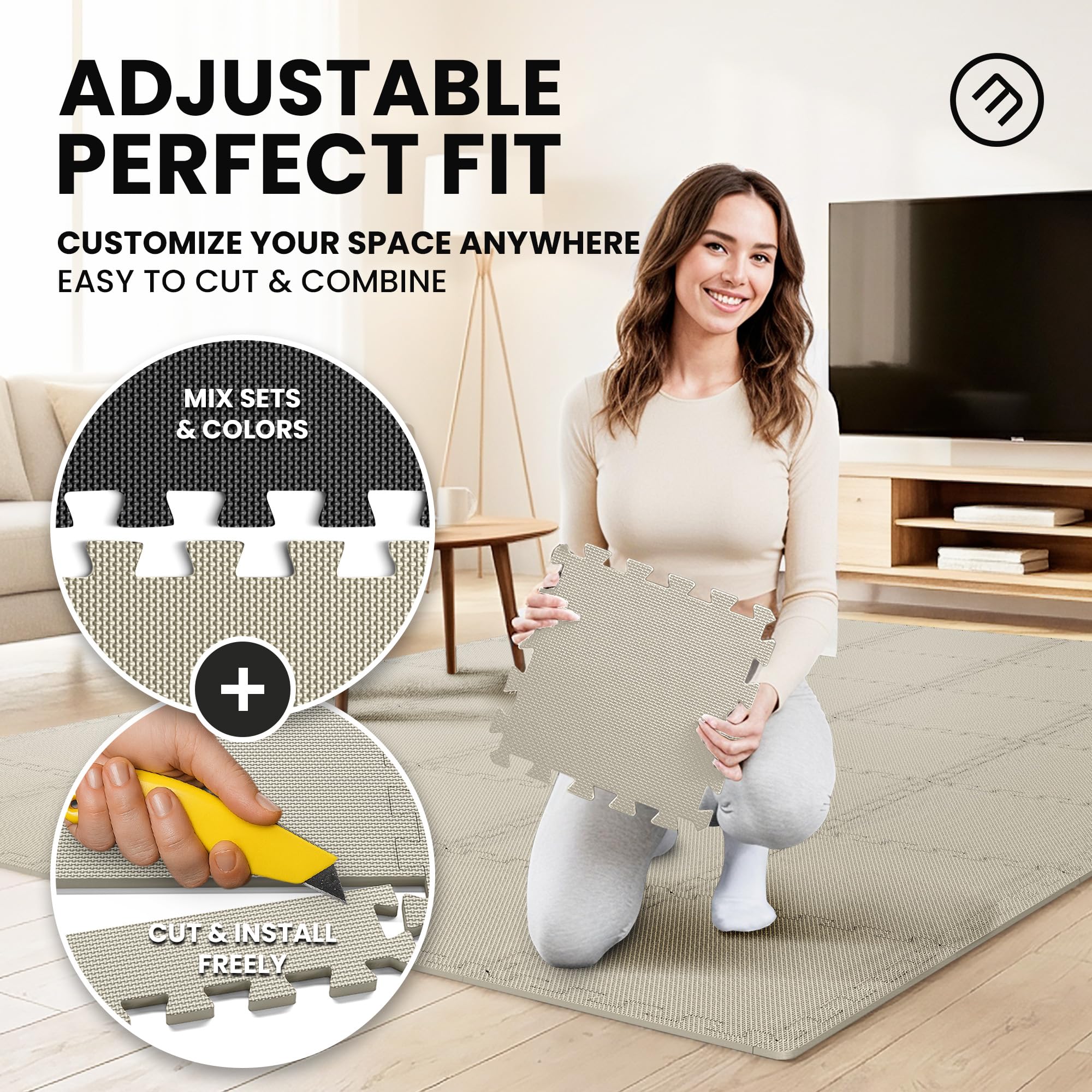 Gym Floor Mats Set – 18 EVA Interlocking Foam Tiles, 18 sq ft Protective Flooring