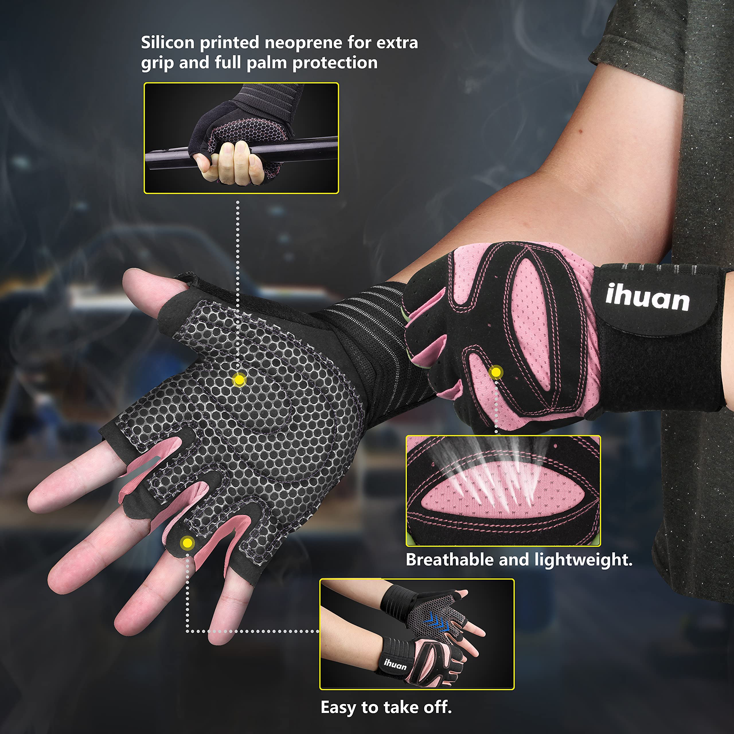 Weight Lifting Gloves with Wrist Wrap Support – Gym Gloves for Men & Women