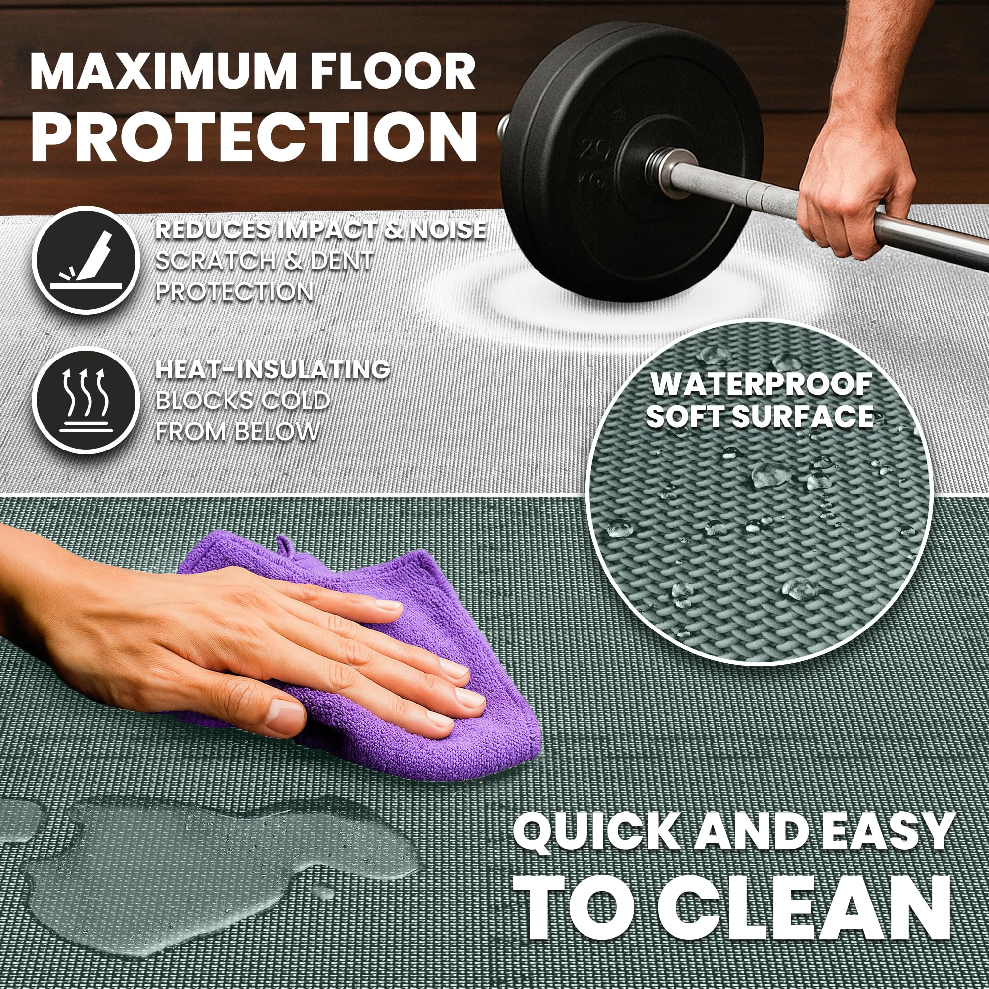 Gym Floor Mats Set – 18 EVA Interlocking Foam Tiles, 18 sq ft Protective Flooring