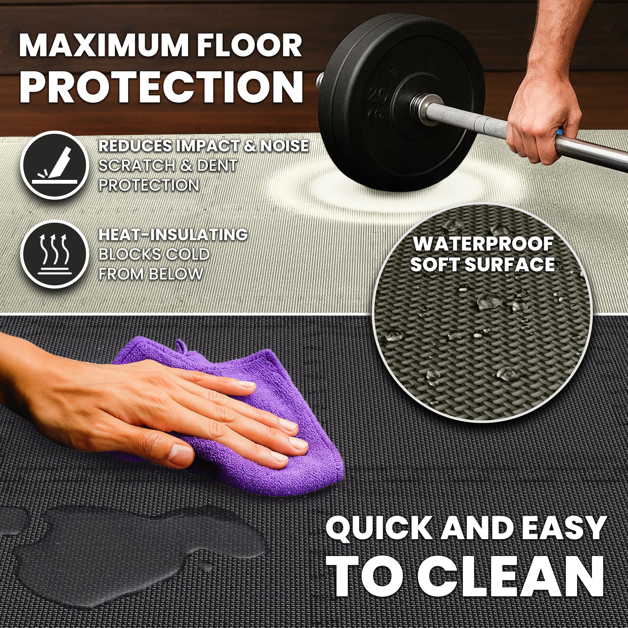 Gym Floor Mats Set – 18 EVA Interlocking Foam Tiles, 18 sq ft Protective Flooring
