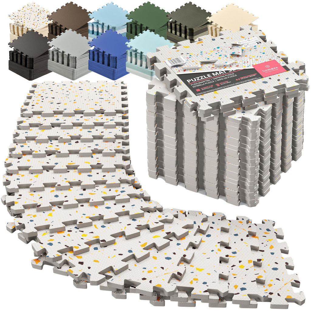 Gym Floor Mats Set – 18 EVA Interlocking Foam Tiles, 18 sq ft Protective Flooring