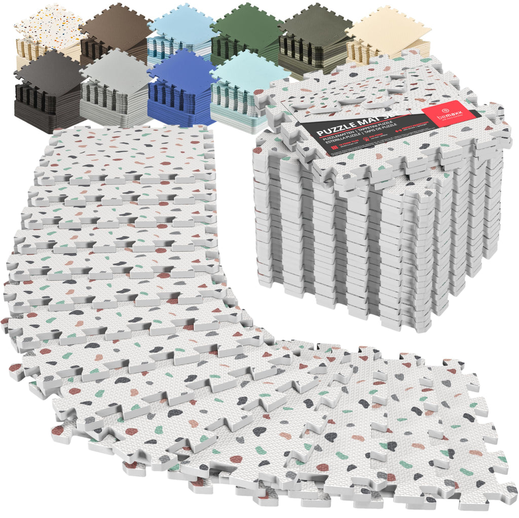 Gym Floor Mats Set – 18 EVA Interlocking Foam Tiles, 18 sq ft Protective Flooring