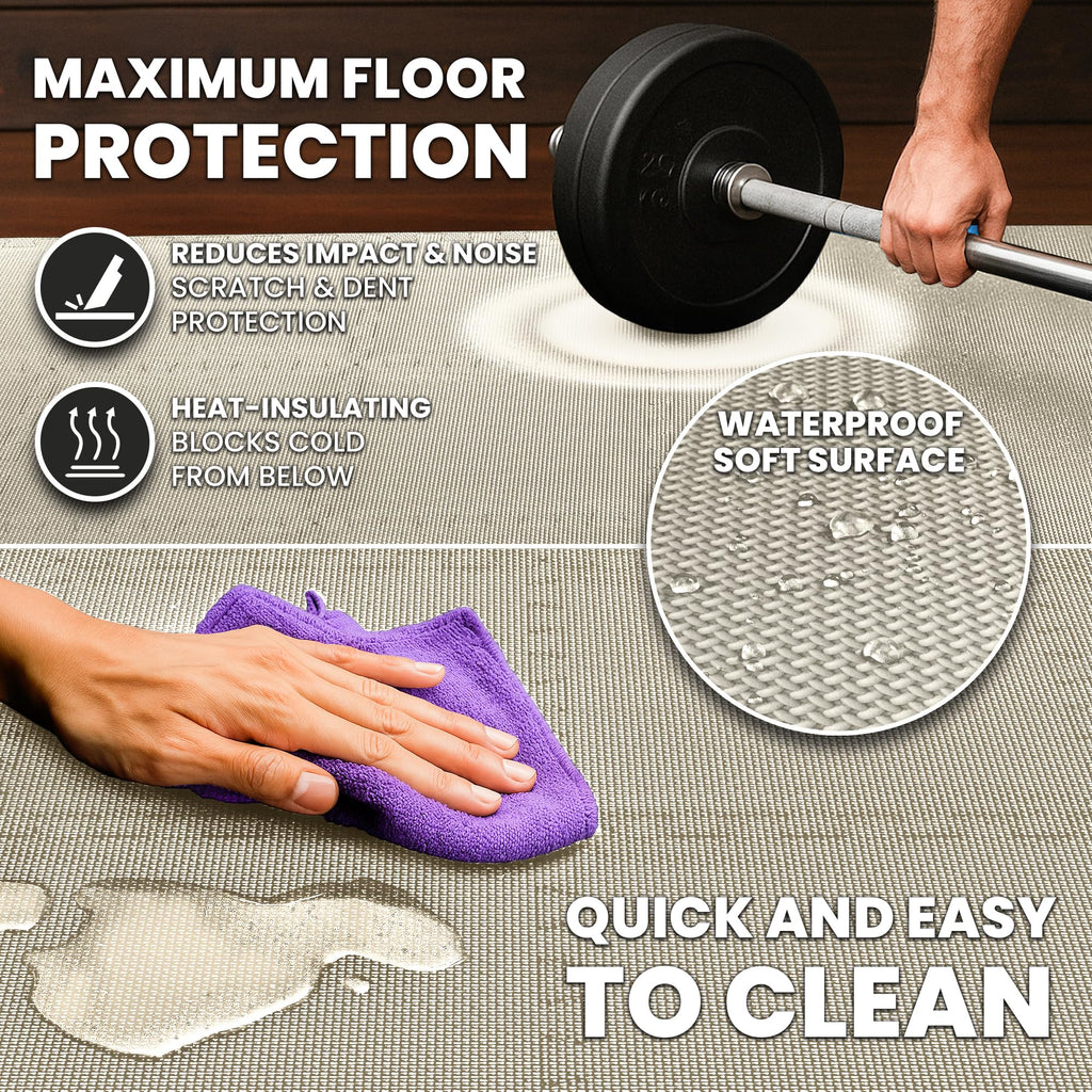 Gym Floor Mats Set – 18 EVA Interlocking Foam Tiles, 18 sq ft Protective Flooring