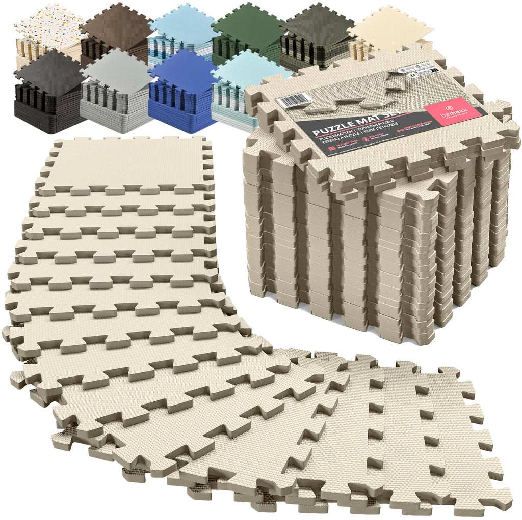 Gym Floor Mats Set – 18 EVA Interlocking Foam Tiles, 18 sq ft Protective Flooring
