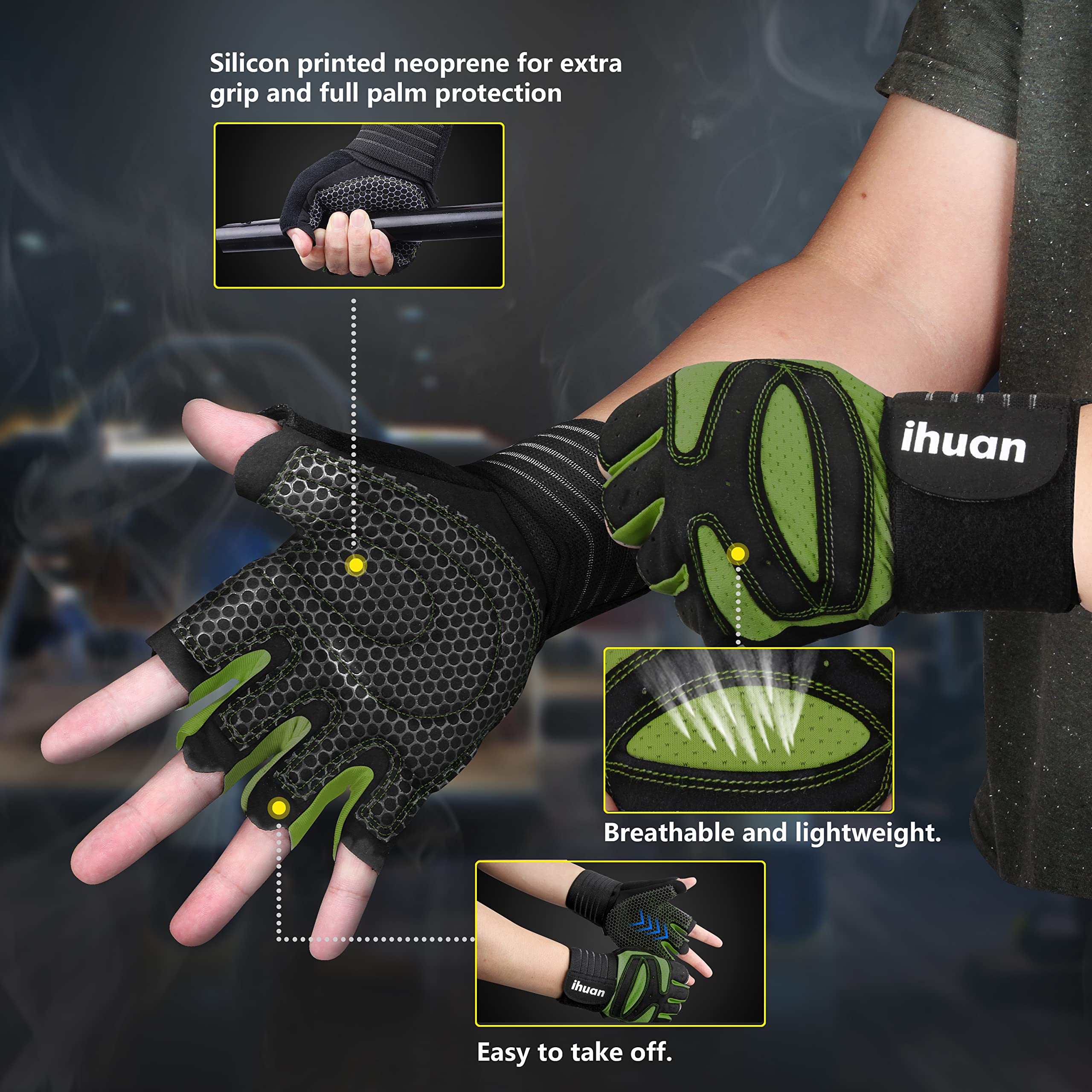Weight Lifting Gloves with Wrist Wrap Support – Gym Gloves for Men & Women
