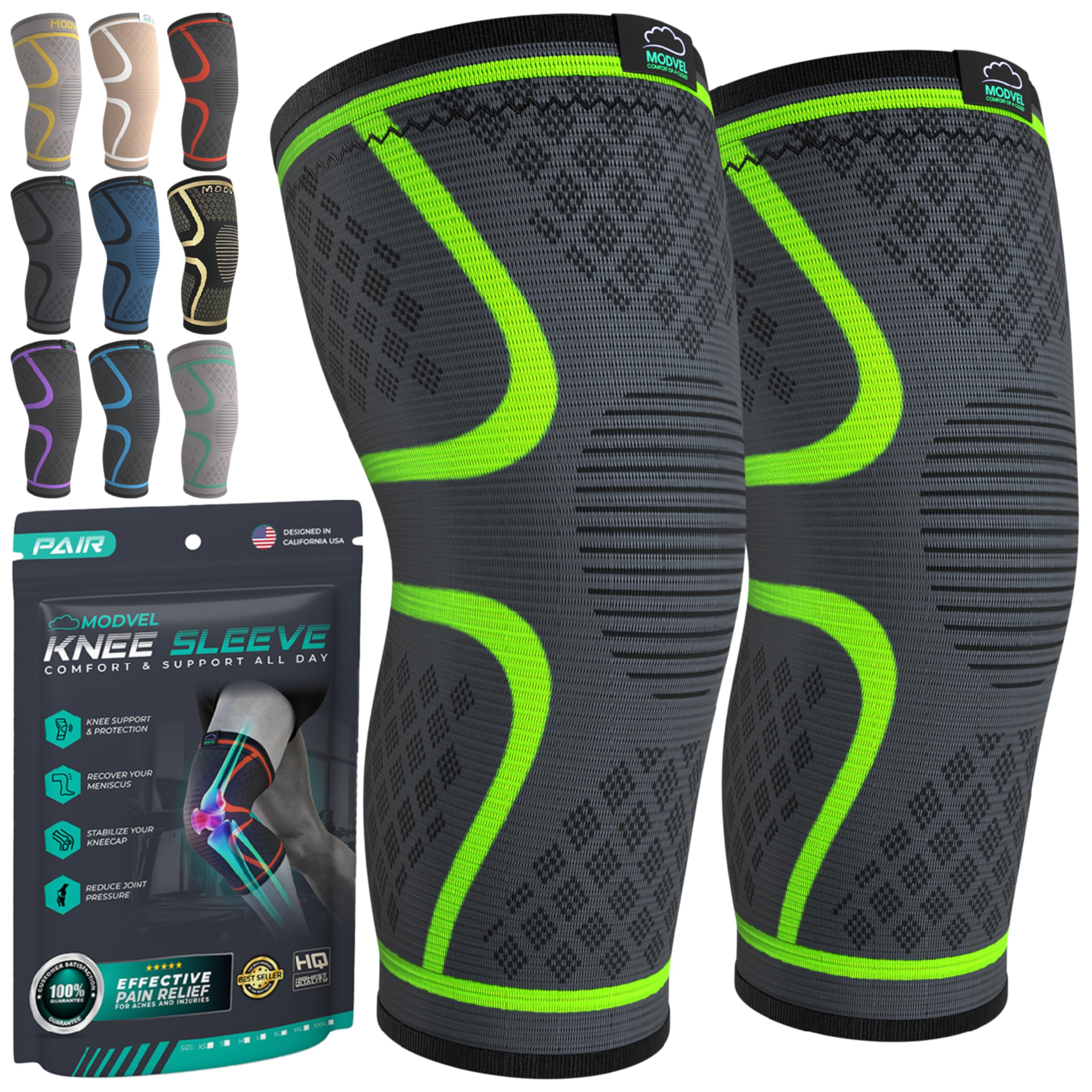 Compression Knee Brace (2-Pack) – Support Sleeves for Workouts & Joint Pain Relief