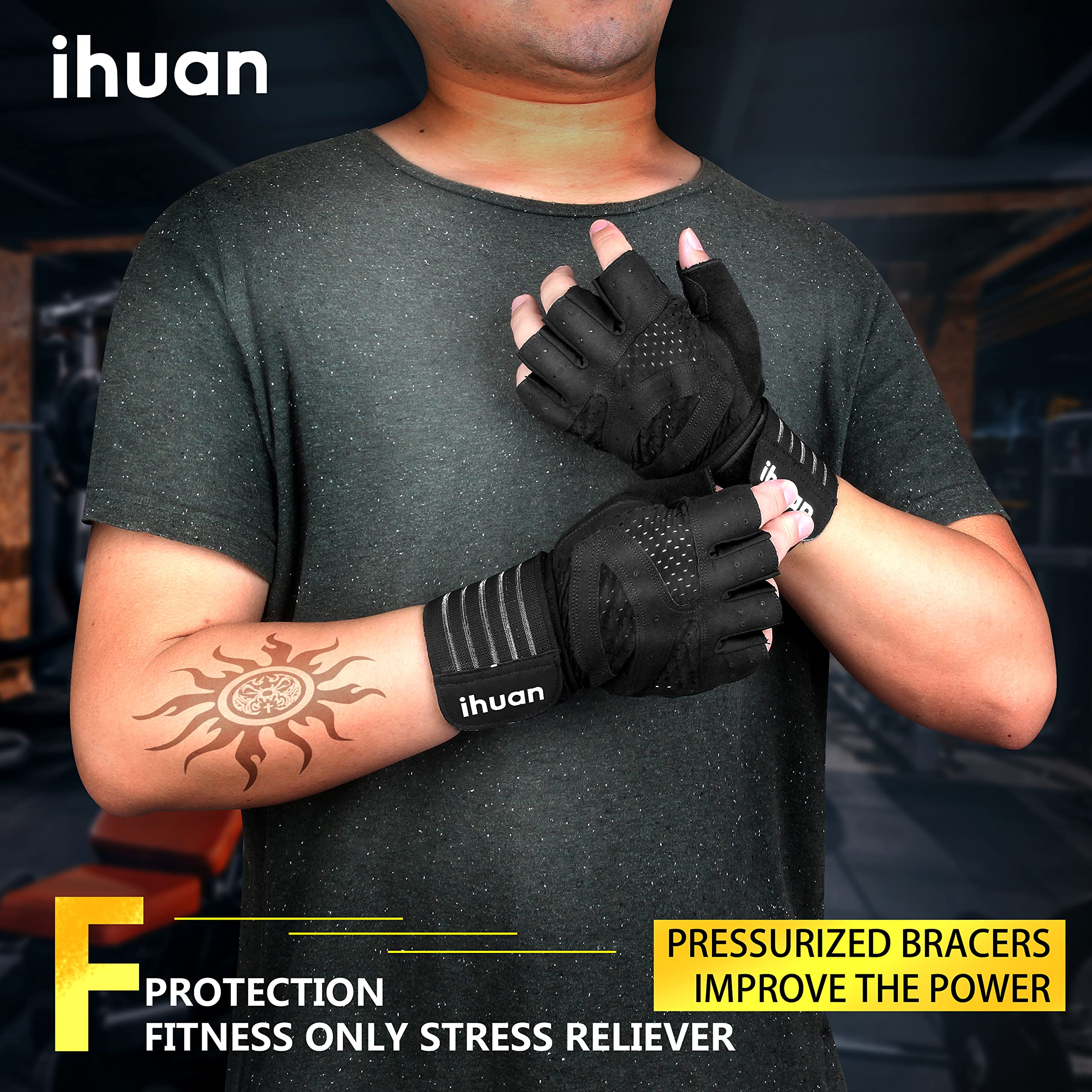 Weight Lifting Gloves with Wrist Wrap Support – Gym Gloves for Men & Women