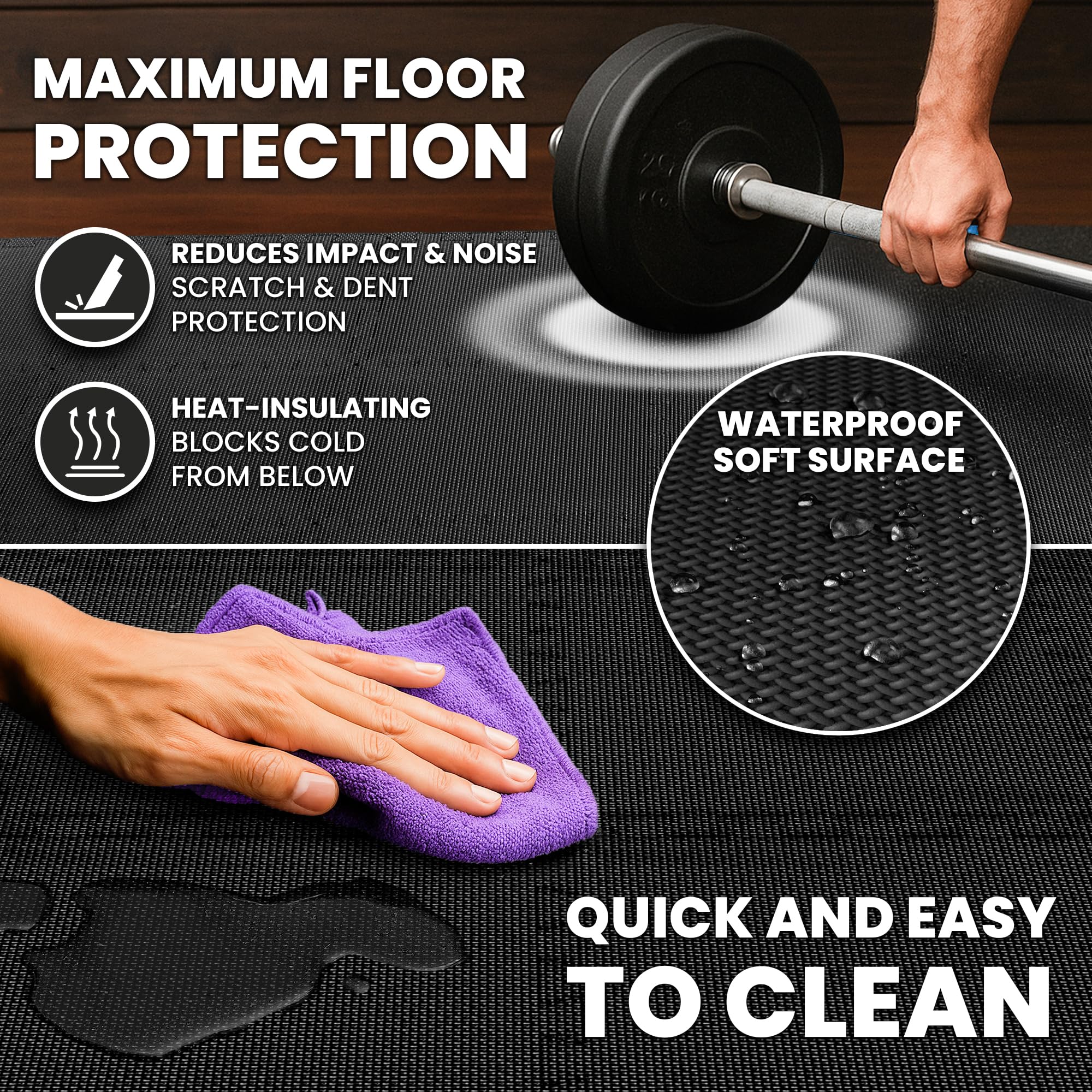 Gym Floor Mats Set – 18 EVA Interlocking Foam Tiles, 18 sq ft Protective Flooring