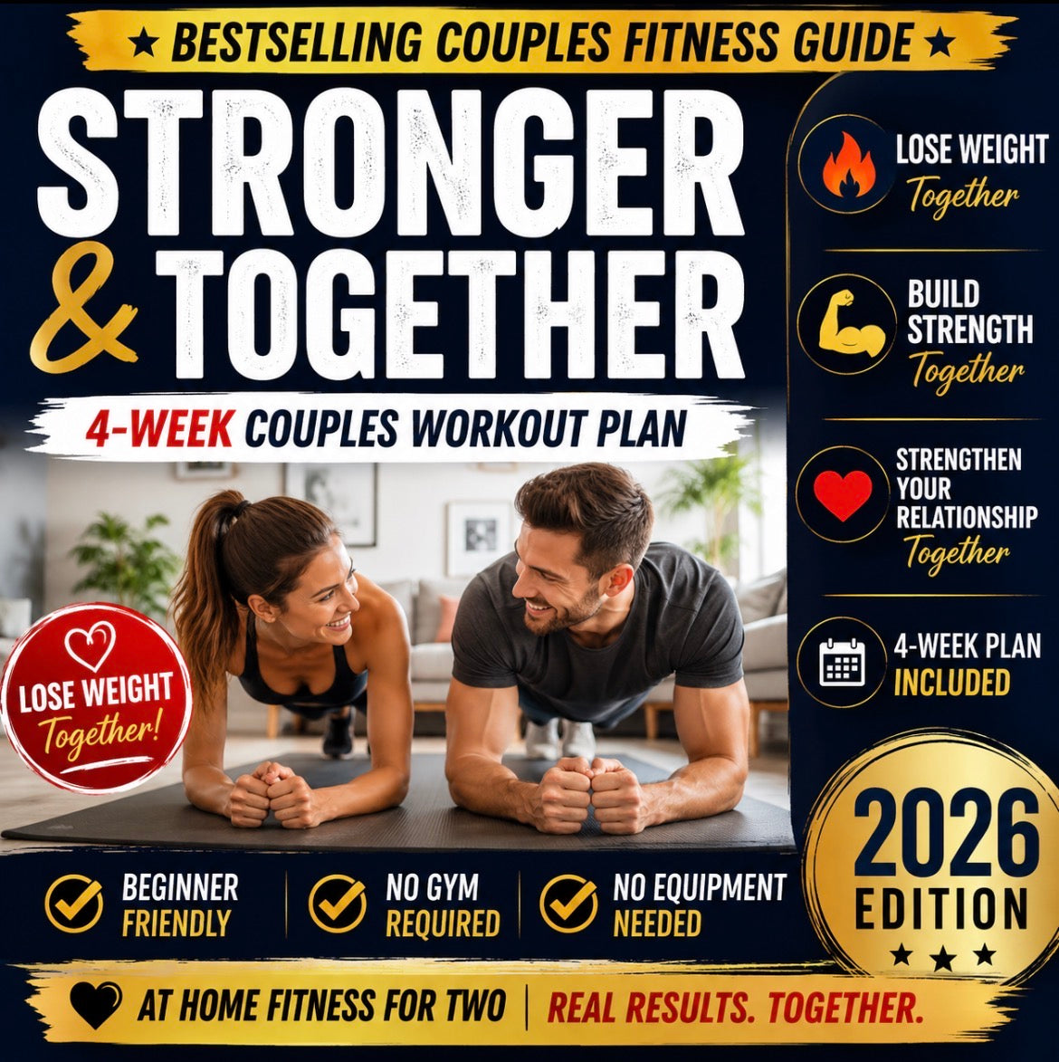 Couples Workout Challenge – Home Workout Plan for Two (Instant Download eBook)