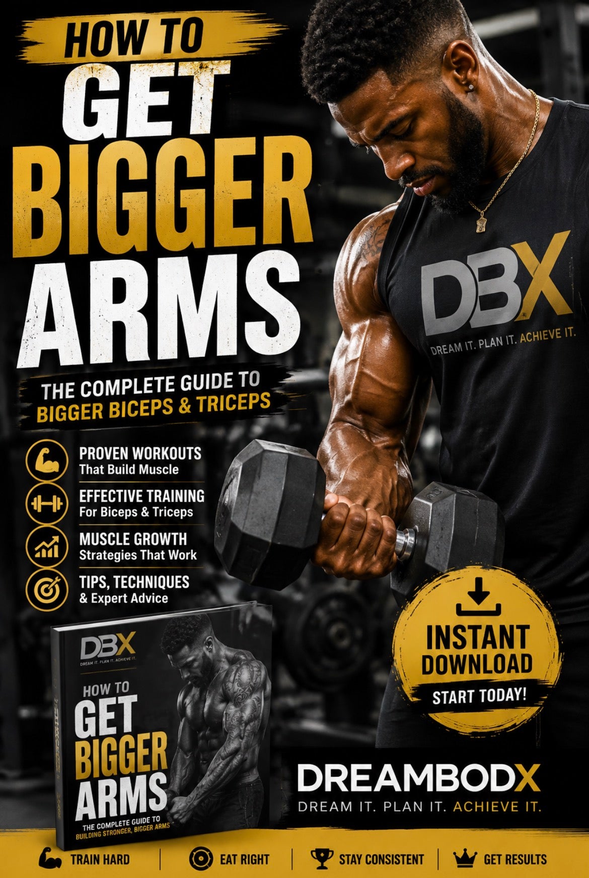 How to Build Bigger Arms 8-week program eBook cover